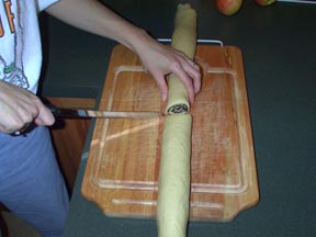 Cutting the roll into two